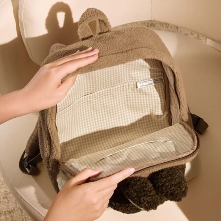 Labubu Classic Bag Series – Berber Fleece Backpack (Brown)